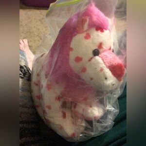 Pink and White Polka Dot Plush Lion